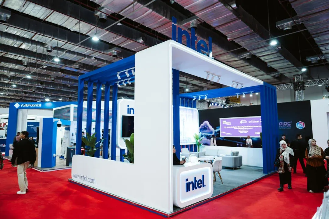 A powerful display from Intel, highlighting their latest solutions and industry expertise.