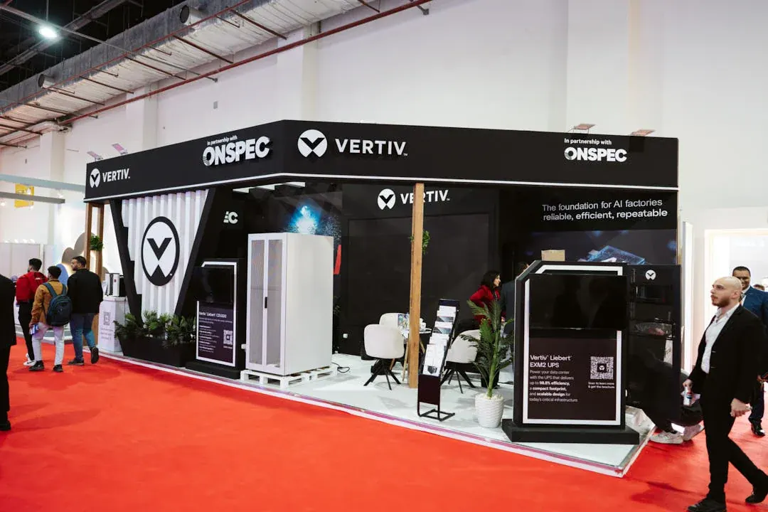 The Vertiv booth making a strong visual impact at the event.