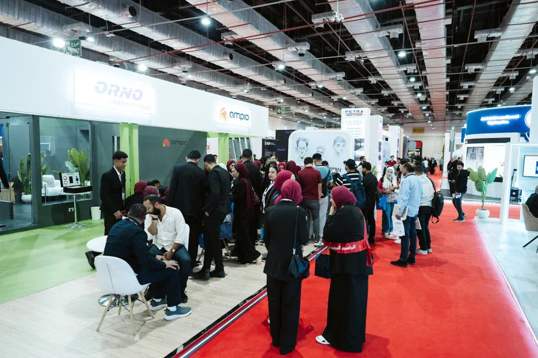 The Greenovation booth making a strong visual impact at the event.