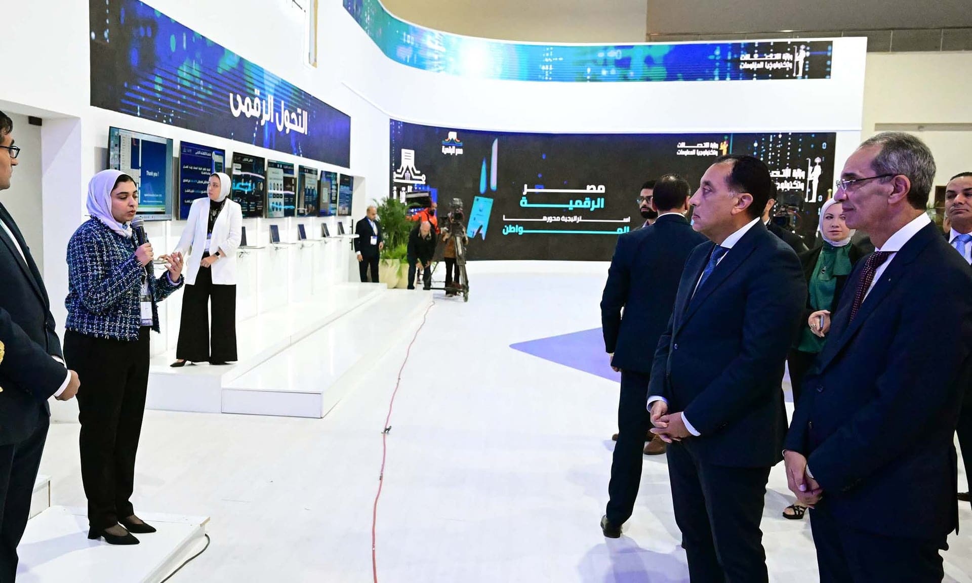 Prime Minister Mostafa Madbouly touring the exhibition during CAIRO ICT 25.