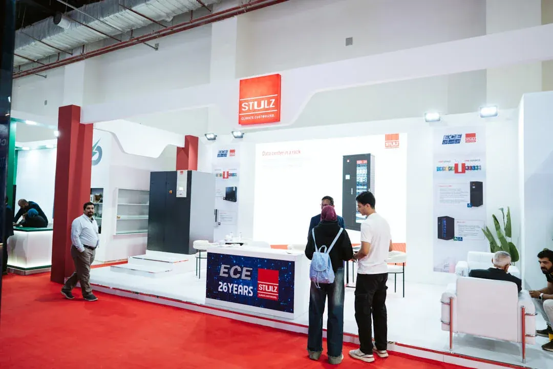 The STULZ booth welcoming visitors with a clean, modern setup.